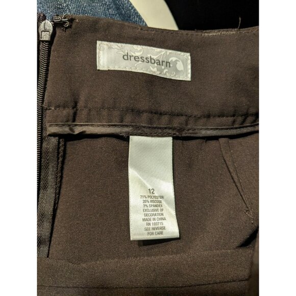 Dressbarn Size 12 Skirt Brown Straight Pleated Belt Lined Womens - Picture 4 of 5
